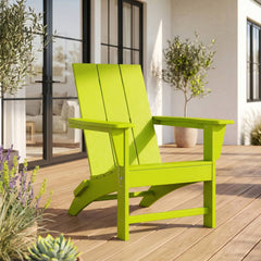 Ashore folding Adirondack chair in Lime styled outdoors