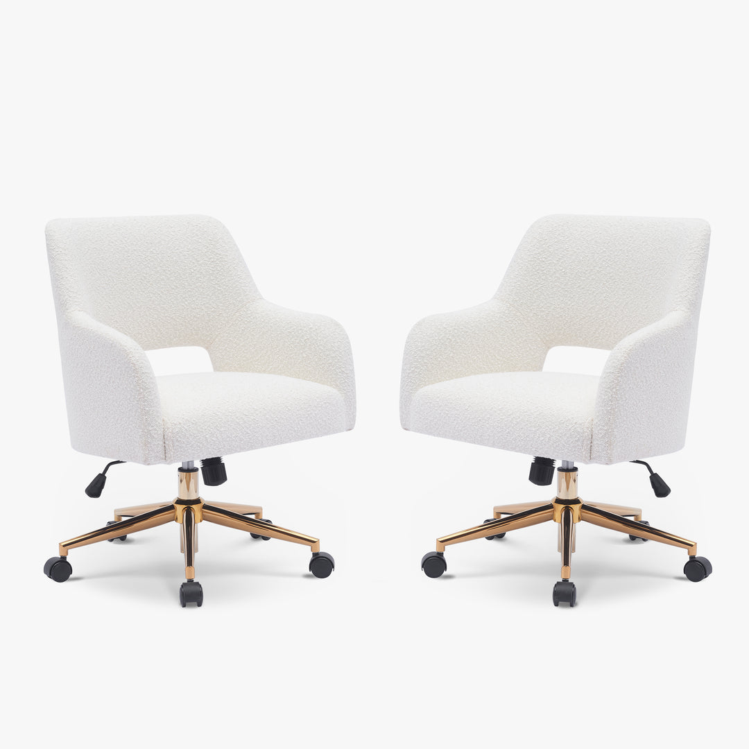 Genevieve Mid-Century Modern Swivel Office Vanity Chair with Wheels (Set of 2)