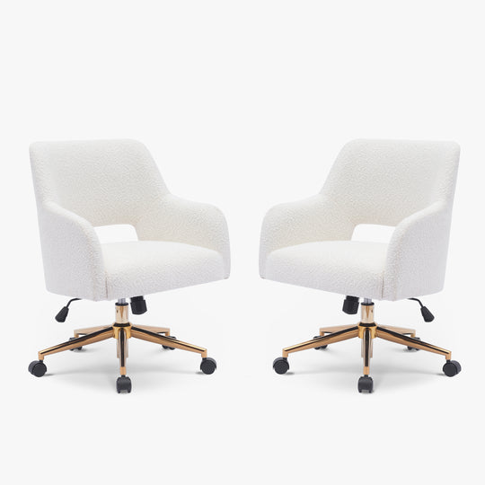 Genevieve Mid-Century Modern Swivel Office Vanity Chair with Wheels (Set of 2)