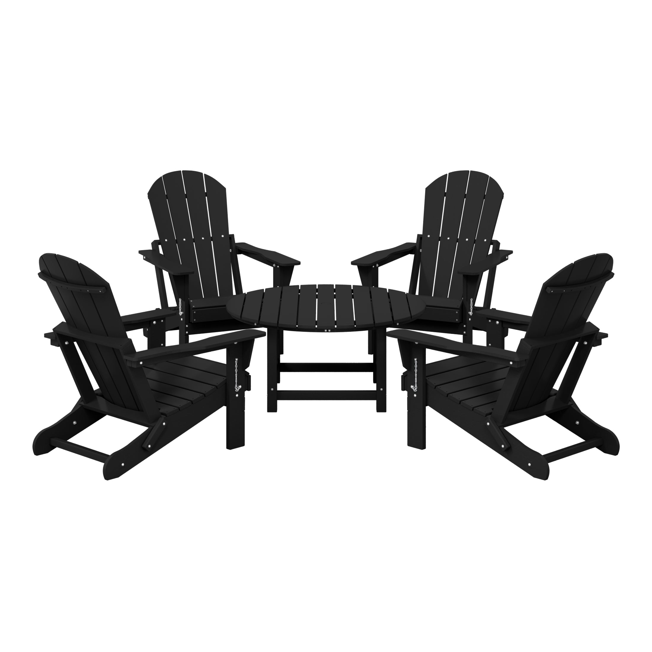 Malibu 5-Piece HDPE Adirondack Chair Outdoor Patio Table Conversation Set