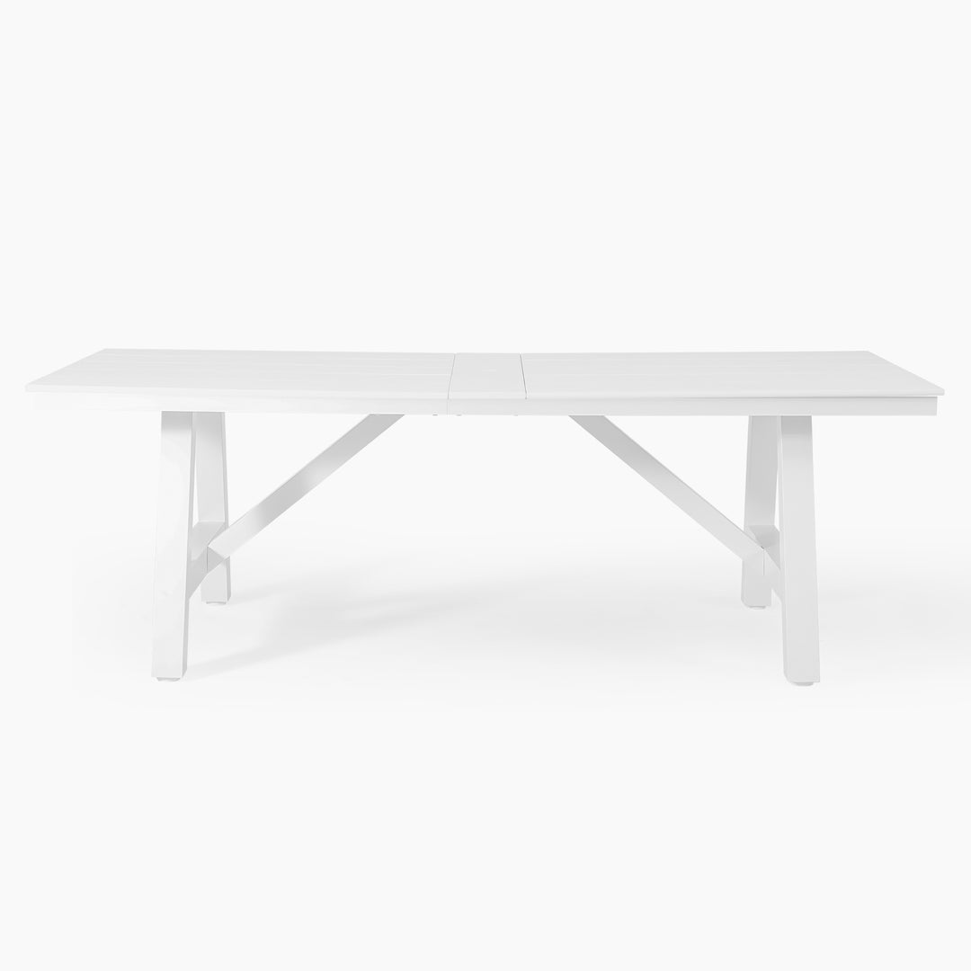 Cape May 90" HDPE Rectangle Outdoor Patio Dining Table With Umbrella Hole and Metal Frame
