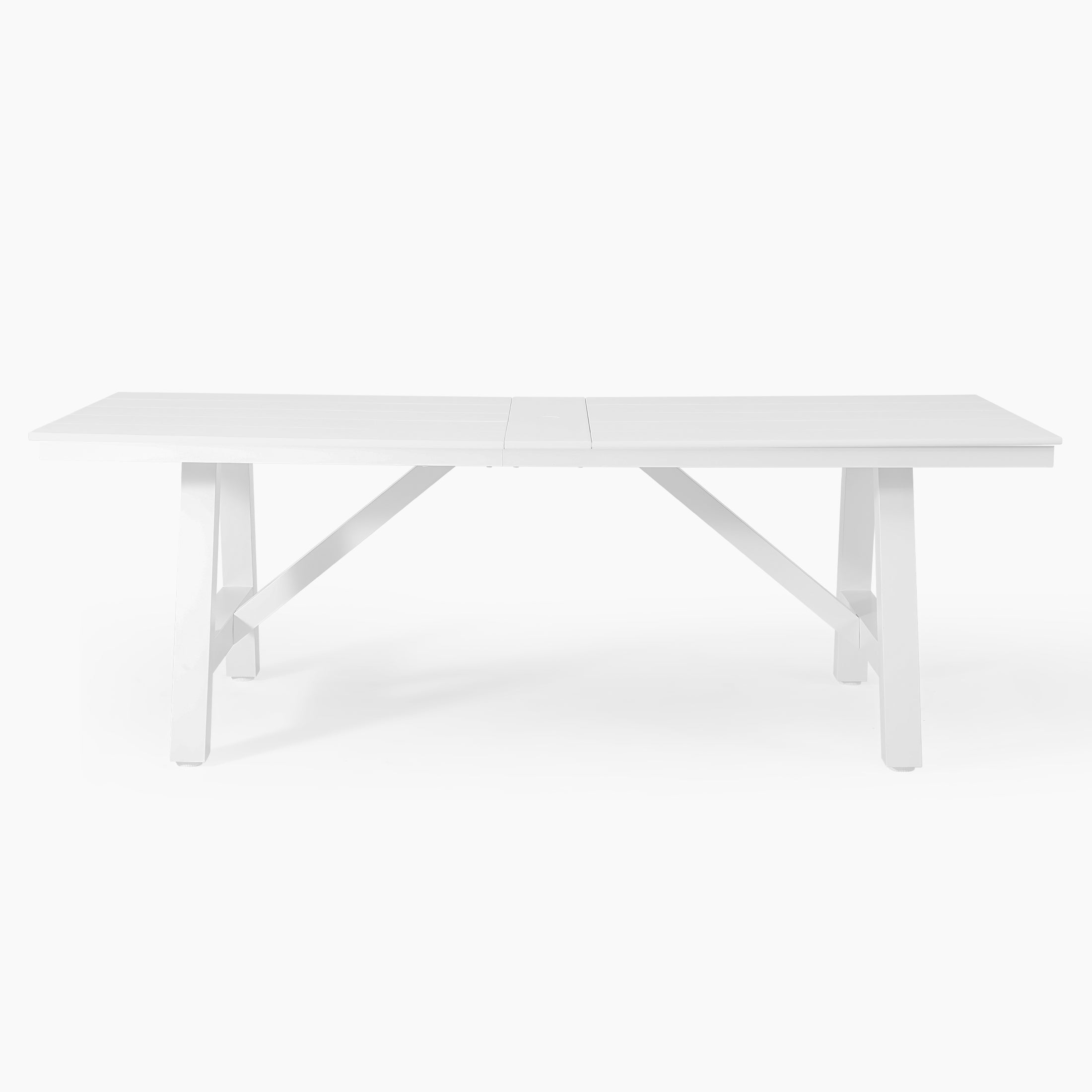 Cape May 90" HDPE Rectangle Outdoor Patio Dining Table With Umbrella Hole and Metal Frame