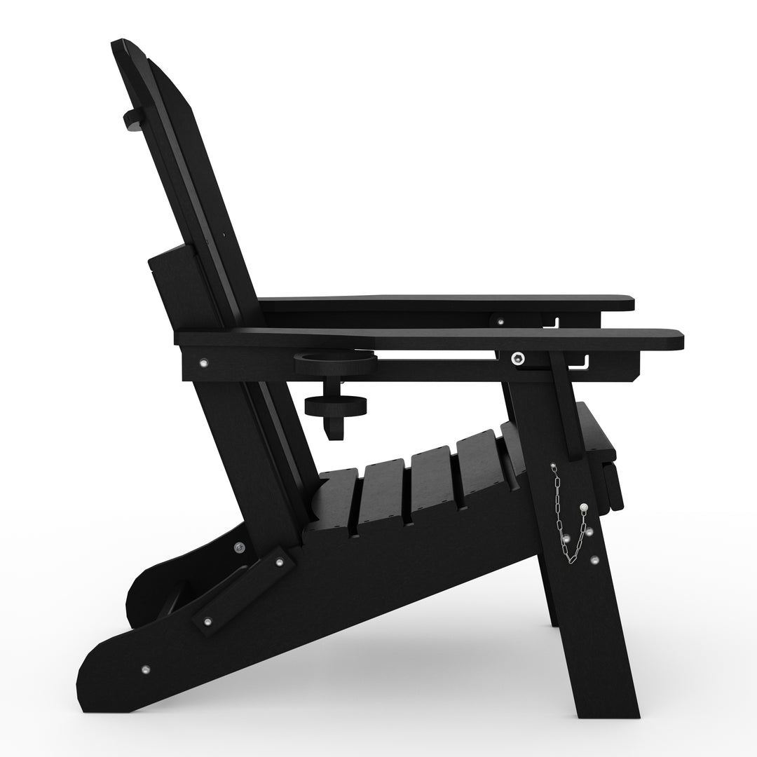 Malibu 3-Piece Outdoor Folding Adjustable Adirondack Chair with Cup Holder & Hideaway Ottoman and 18" Side Table