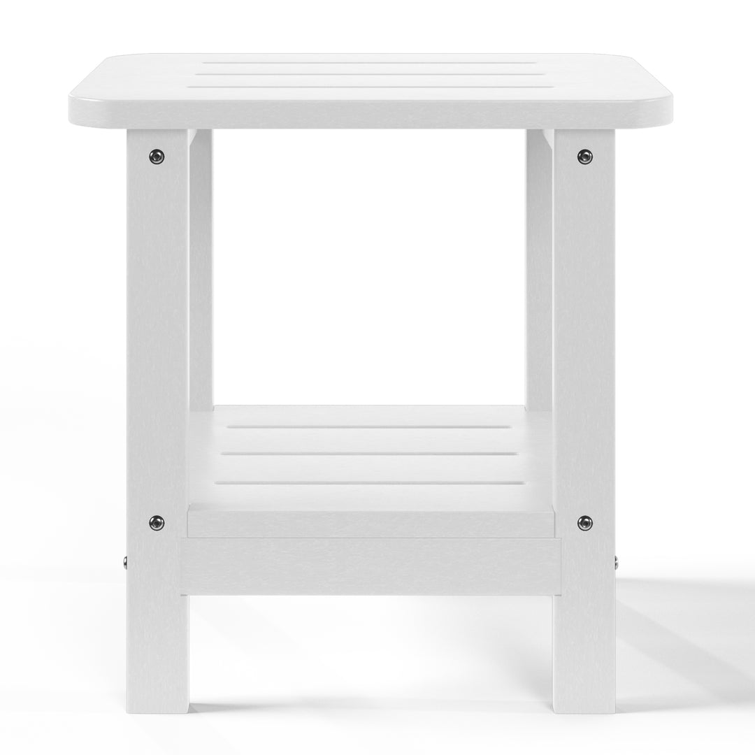 Aruba 2-Tier Outdoor HDPE Modern Adirondack Square Patio Side Table