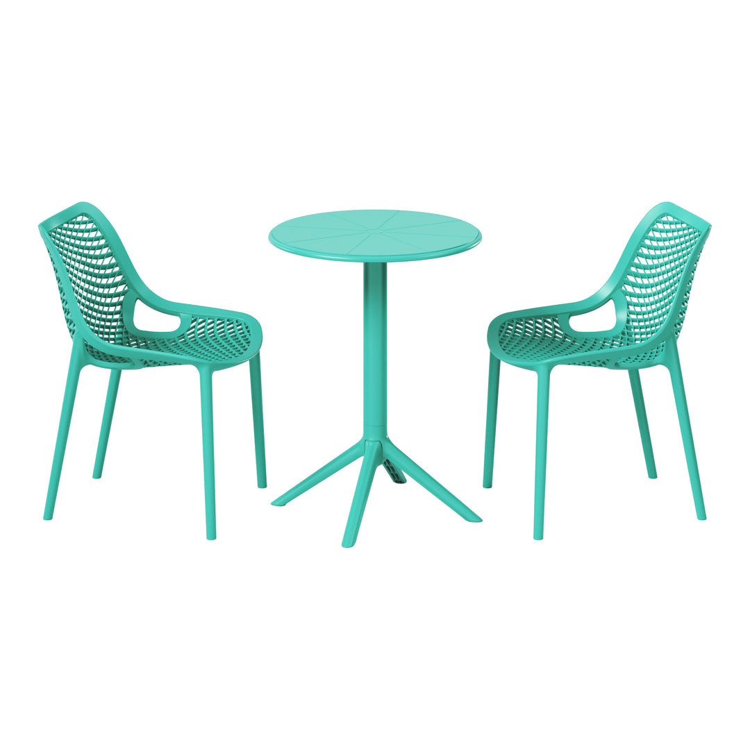 Playa 3-Piece Outdoor Resin Patio Bistro Set with Stackable Patio Dining Side Chairs