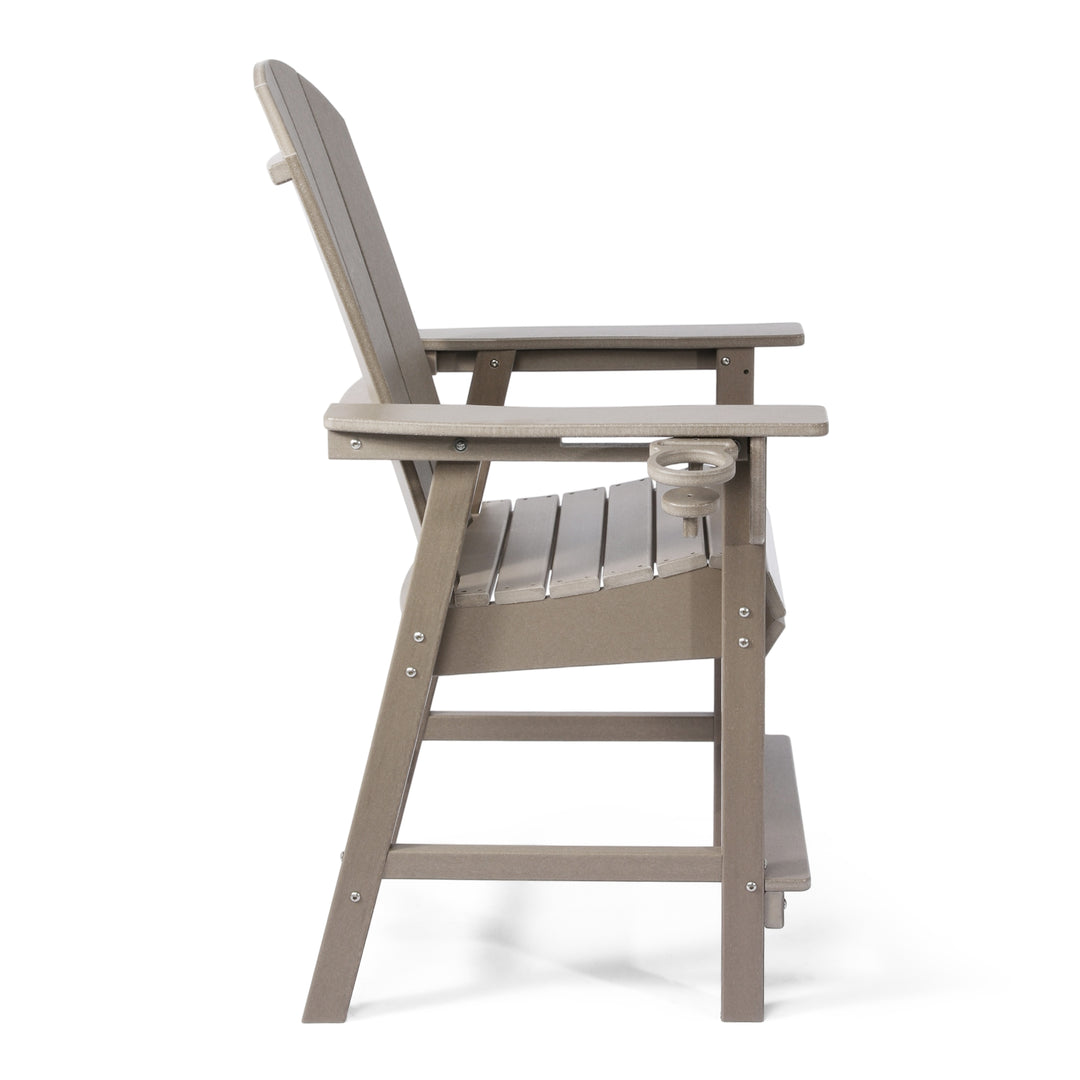 Malibu Outdoor HDPE  Tall Adirondack Counter Height Bar Chair With Cup Holder