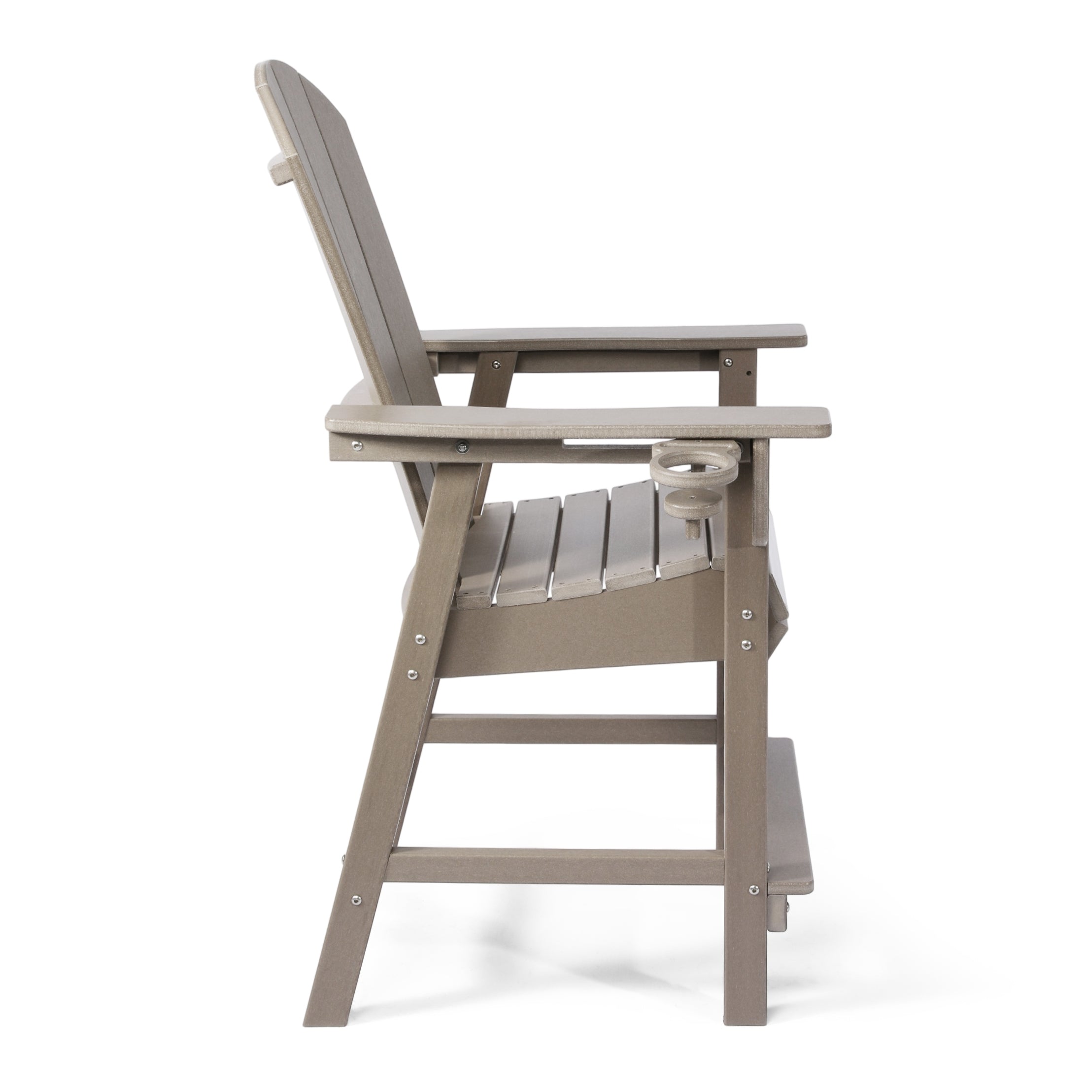 Malibu Outdoor HDPE  Tall Adirondack Counter Height Bar Chair With Cup Holder