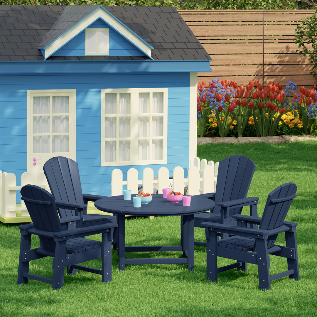 Malibu Kids 5-Piece HDPE Outdoor Patio Round Dining Table and Chairs Set