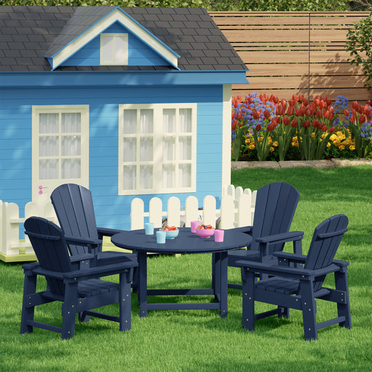 Malibu Kids 5-Piece HDPE Outdoor Patio Round Dining Table and Chairs Set