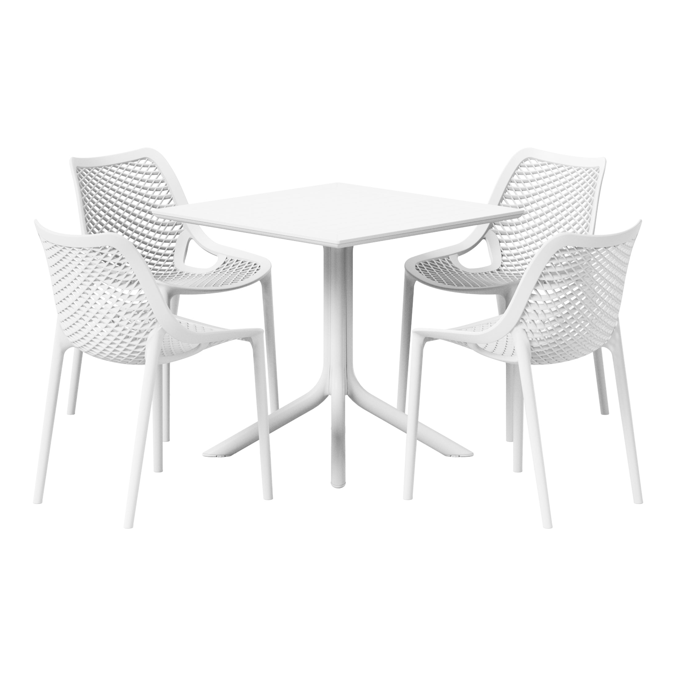 Playa 5-Piece Resin Square Patio Dining Table Set with Stackable Patio Dining Chairs