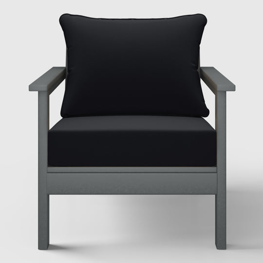 Avalon Outdoor Modern HDPE Patio Club Chairs with Deep Seat Cushions (Set of 2)