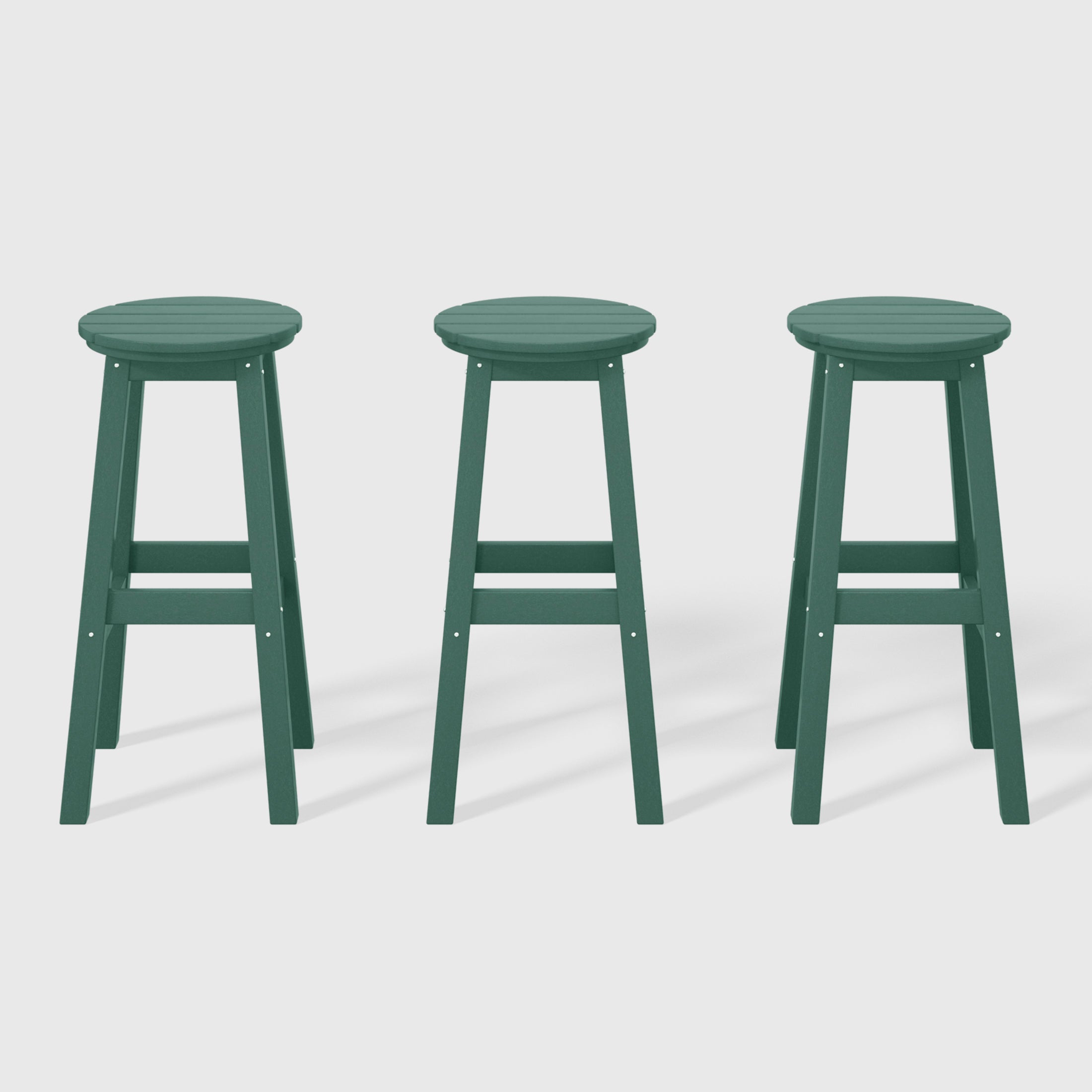 Malibu 29" HDPE Outdoor Patio Round Bar Stool Set of 3