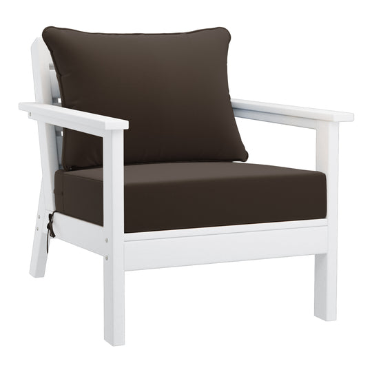 Avalon Outdoor Modern HDPE Patio Club Chairs with Deep Seat Cushions (Set of 2)