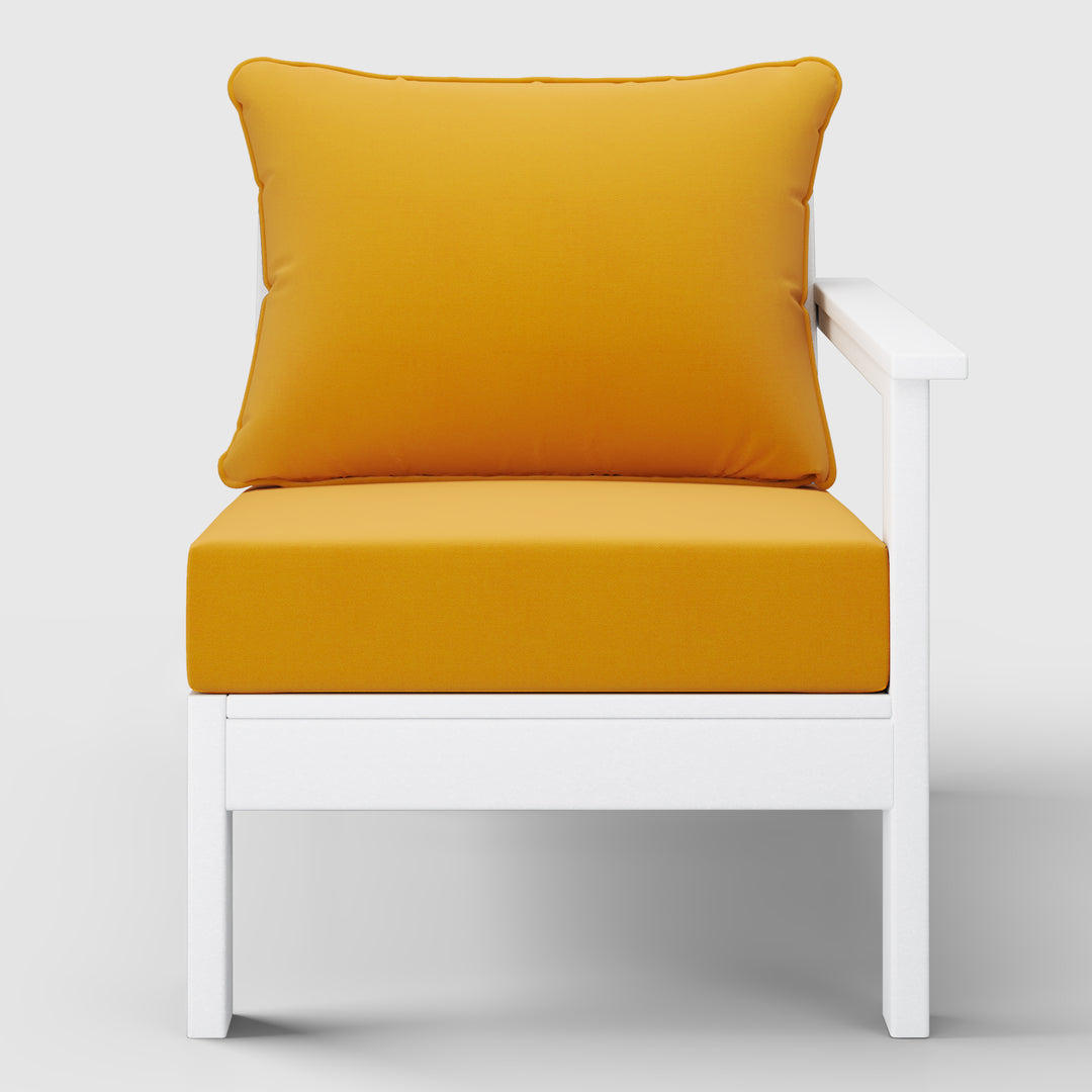 Avalon Outdoor Patio HDPE Right Arm Sectional Corner Club Chair with Patio Cushions