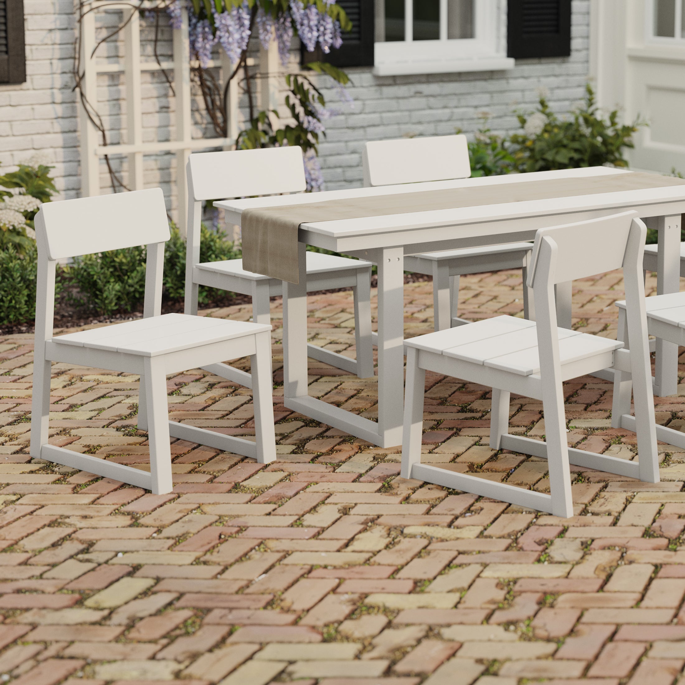 Paloma Modern HDPE Outdoor Armless Patio Dining Chairs (Set of 2)