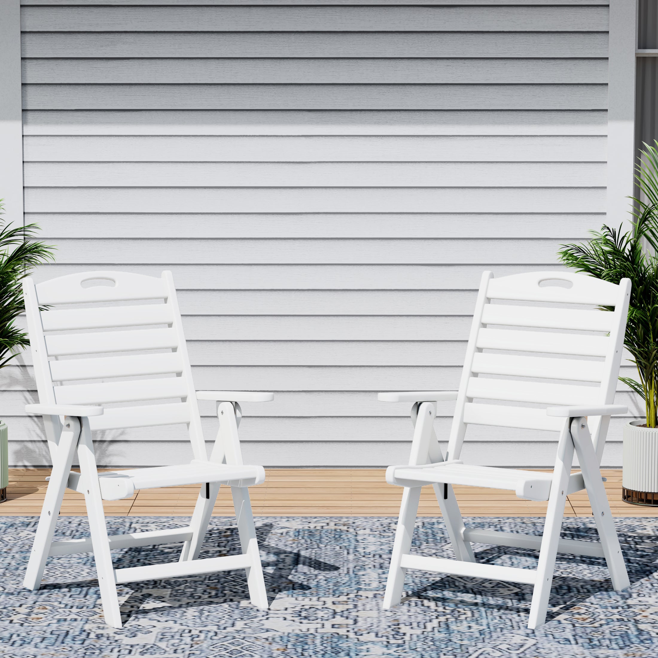 Azura HDPE Adjustable Highback Folding Outdoor Patio Dining Chairs Set of 2