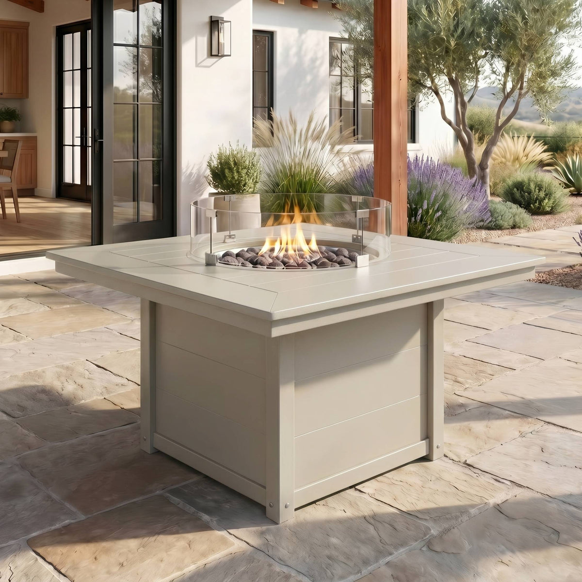 Helios 42" Modern Outdoor Patio Propane Square Fire Pit Table