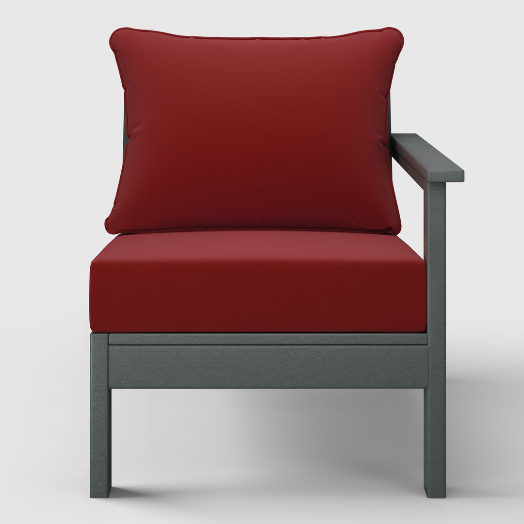 Avalon Outdoor Patio HDPE Right Arm Sectional Corner Club Chair with Patio Cushions