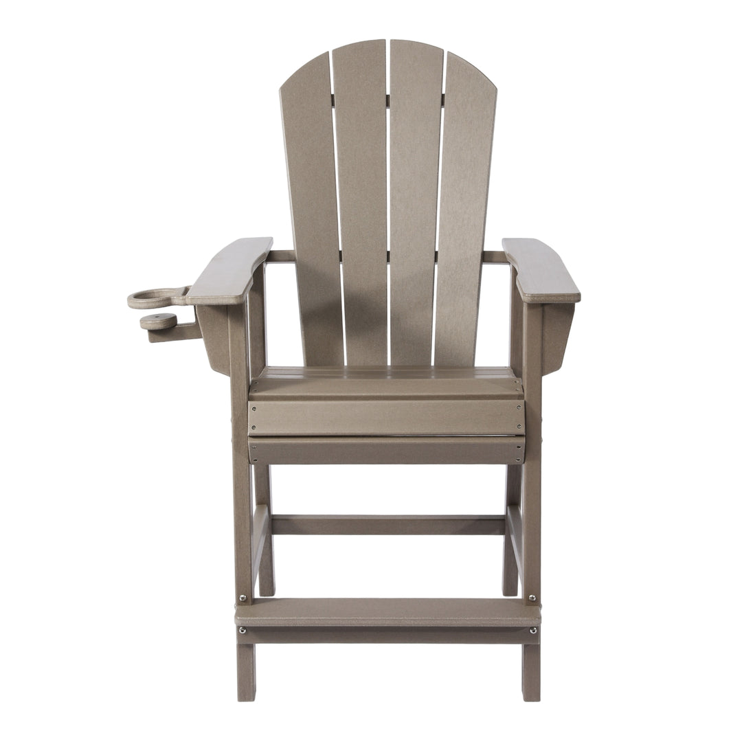 Malibu Outdoor HDPE  Tall Adirondack Counter Height Bar Chair With Cup Holder