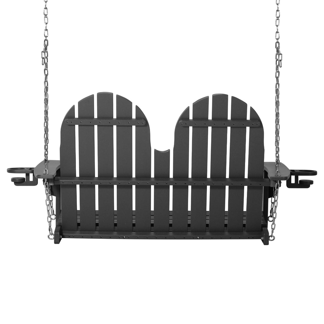 St. Augustine 4ft Outdoor HDPE Poly Farmhouse Hanging Porch Swing With Cup Holders