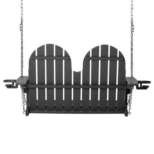 St. Augustine 4ft Outdoor HDPE Poly Farmhouse Hanging Porch Swing With Cup Holders