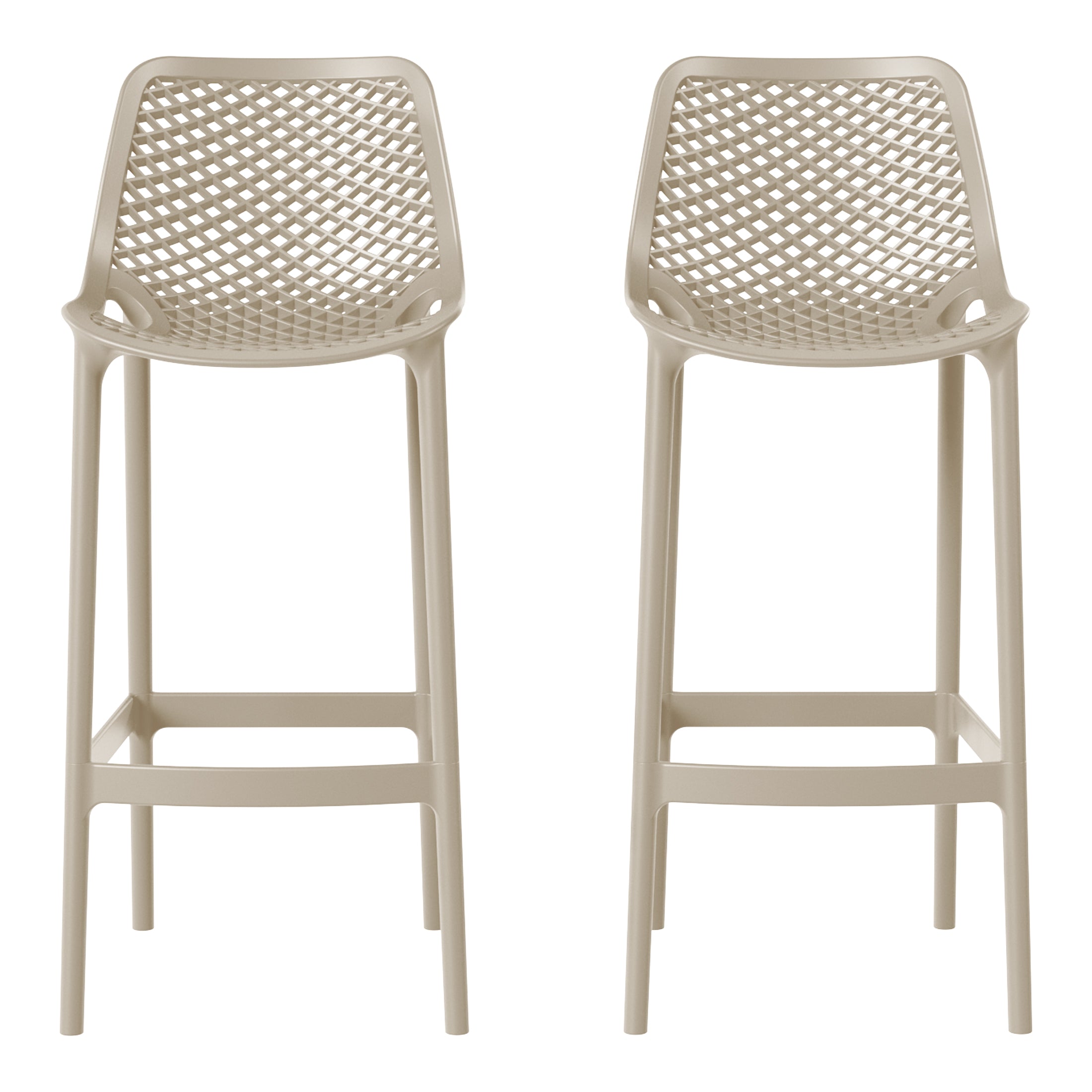Playa 41.75" Outdoor Modern Polypropylene Plastic Patio Bar Height Stools (Set of 2)