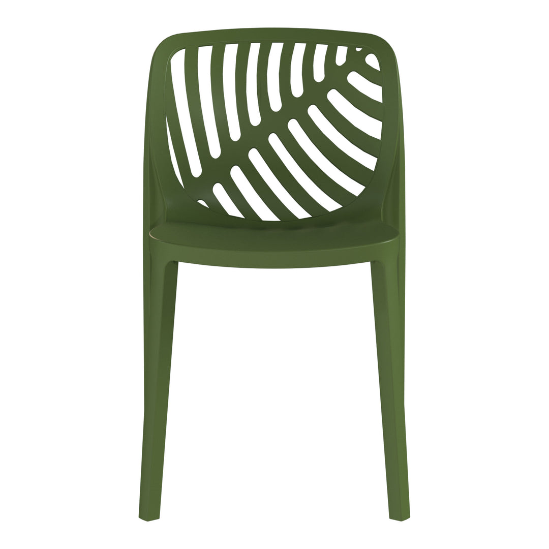 Playa Outdoor Modern Stackable Polypropylene Plastic Patio Bistro Dining Side Chairs (Set of 2)
