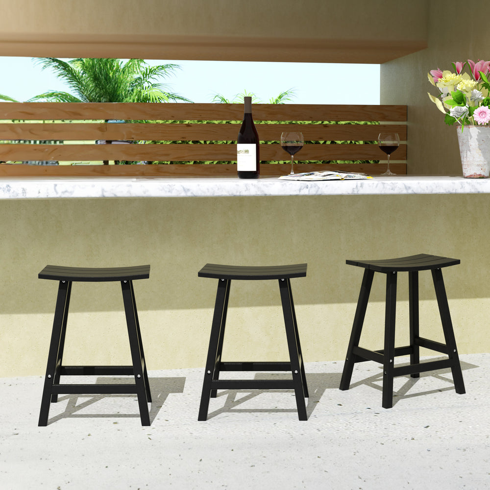 Malibu 24" HDPE Outdoor Patio Counter Height Bar Stools (Set of 3)