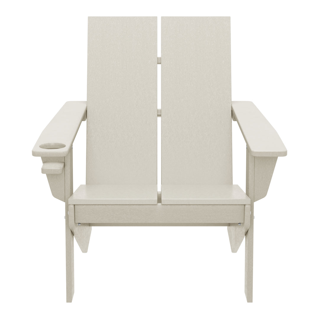 Riviera Outdoor HDPE Modern Adirondack Chair with Cup Holder (Set of 4)