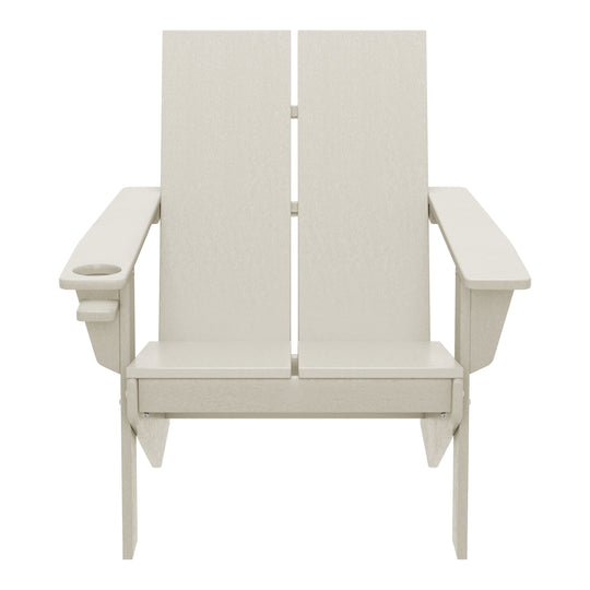 Riviera Outdoor HDPE Modern Adirondack Chair with Cup Holder (Set of 4)