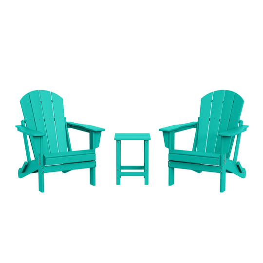 Malibu 3-Piece set Outdoor / Patio Poly Adirondack chair set with a side table ( 2 seater )