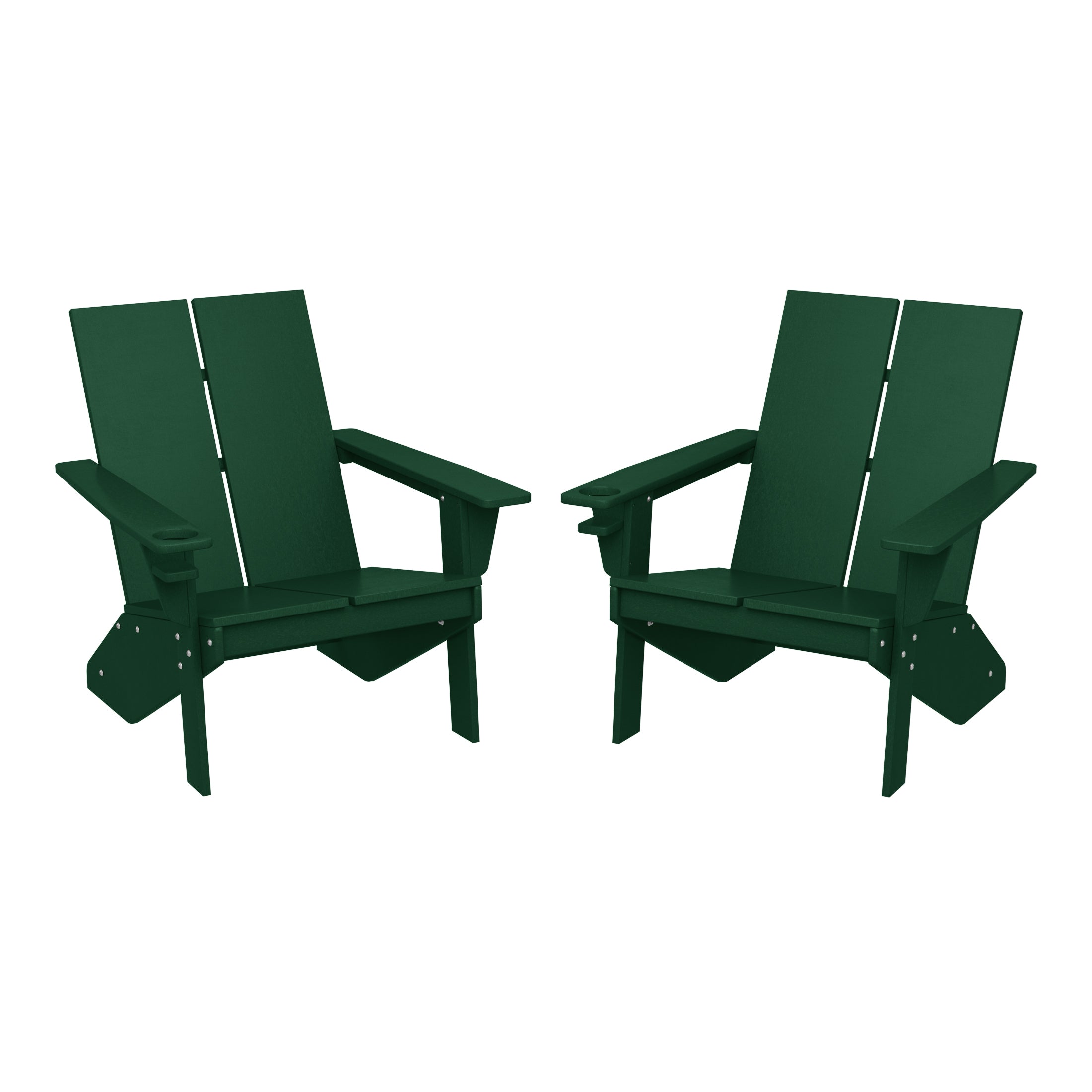 Riviera Outdoor HDPE Modern Adirondack Chair with Cup Holder (Set of 2)