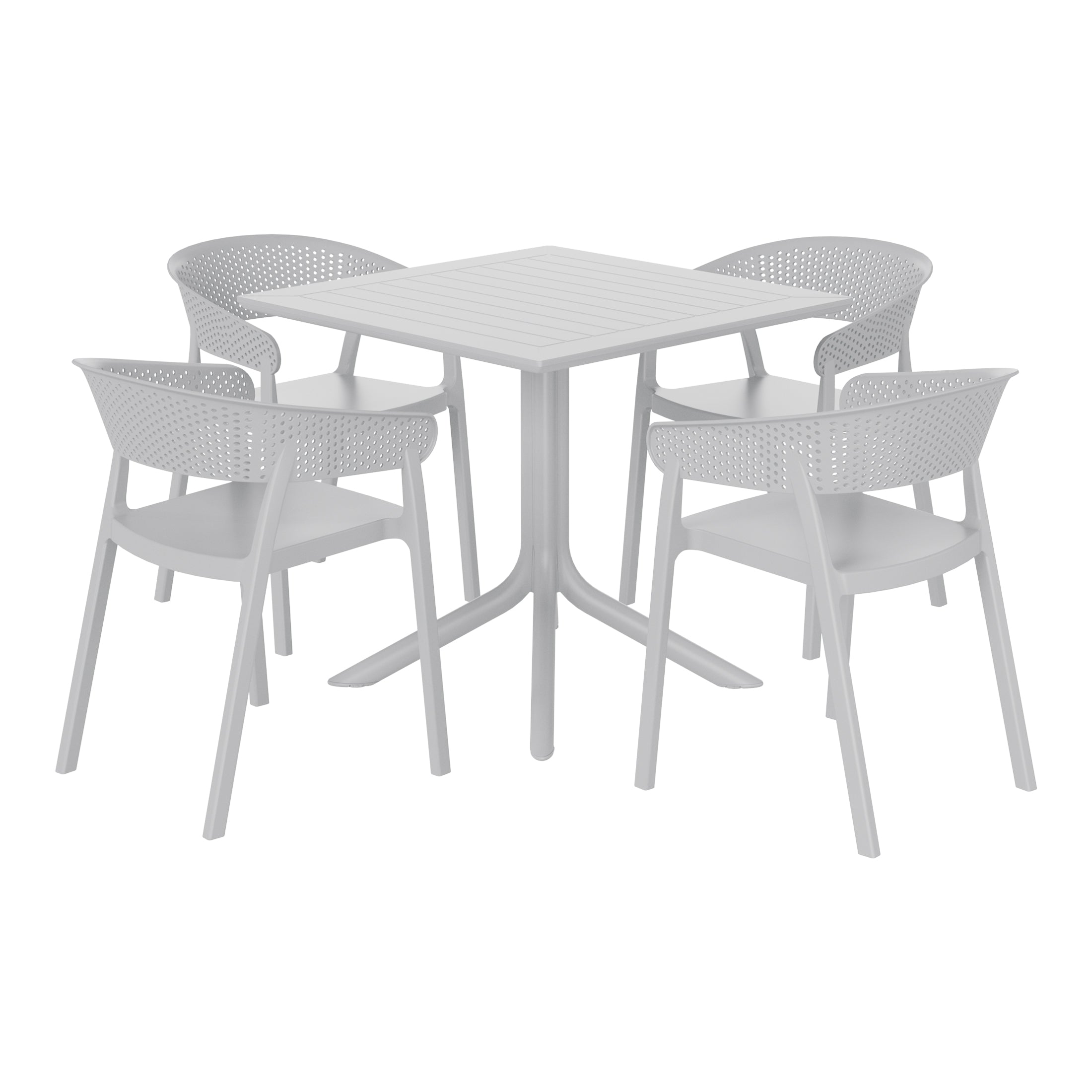 Playa 5-Piece Outdoor Resin Square Patio Dining Table Set with Stackable Patio Dining Chairs