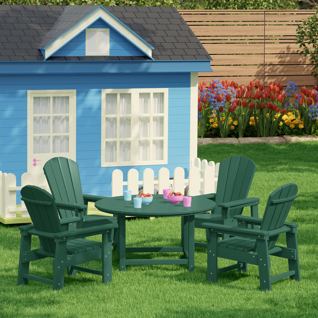 Malibu Kids 5-Piece HDPE Outdoor Patio Round Dining Table and Chairs Set