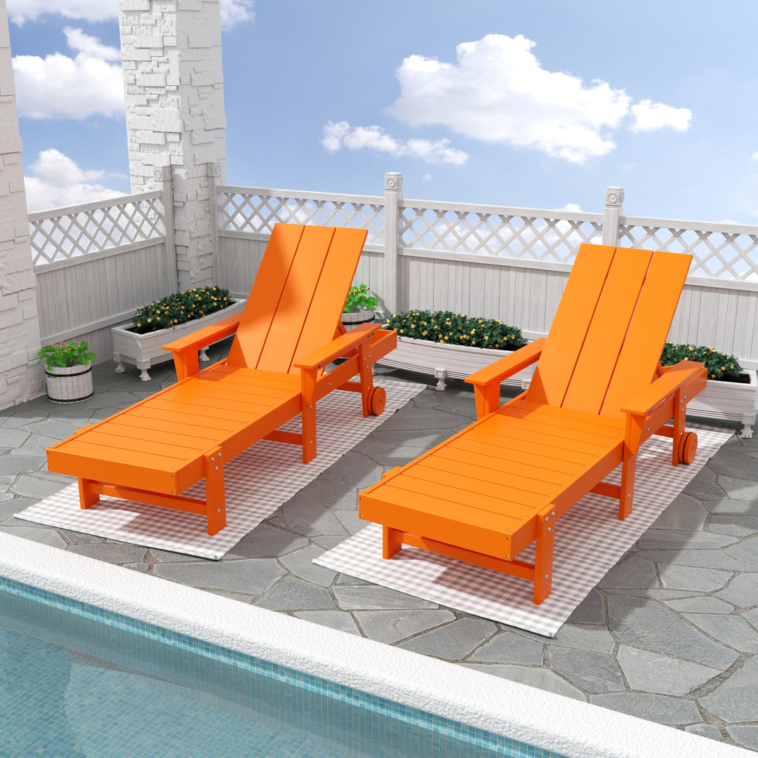 Ashore 2 Piece Reclining Chaise Lounge With Arms & Wheels