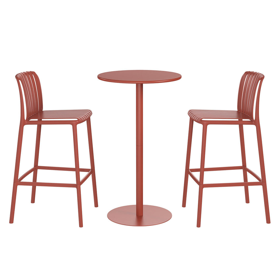 Playa 3-Piece Patio Adjustable Bar Table with Stackable Patio Bar Stools