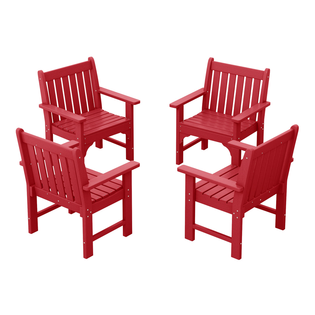 Malibu Outdoor Patio HDPE Adirondack Dining Arm Chairs (Set of 4)