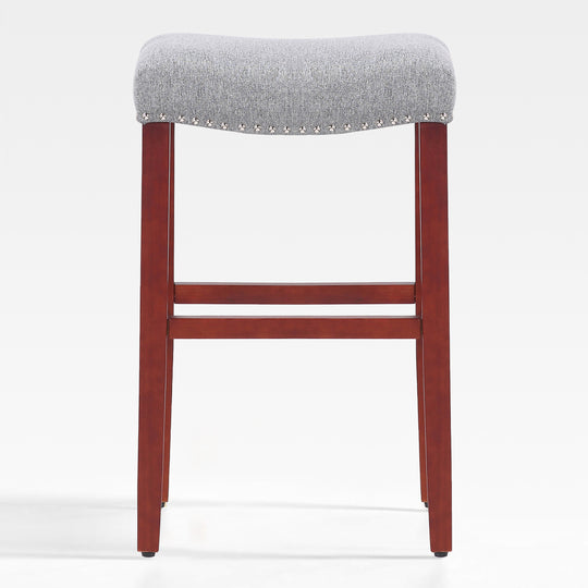 Lenox 29" upholstered nail head bar counter stools with Cherry Red color legs