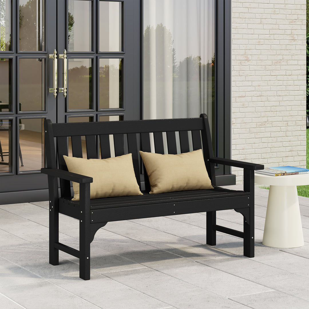 Malibu Outdoor 2-Person All-Weather HDPE Front Porch Garden Bench