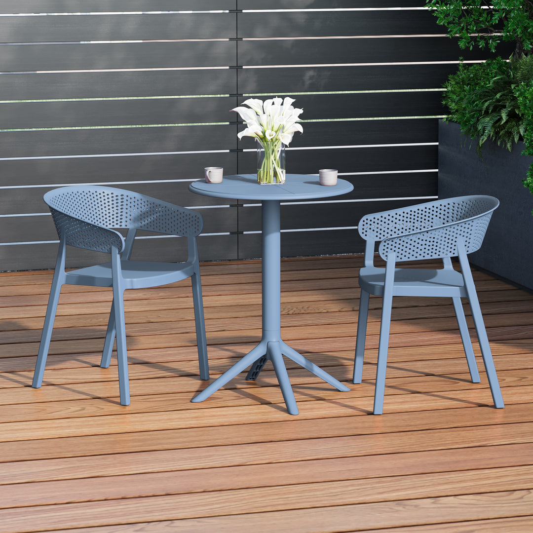 Playa 3-Piece Outdoor Resin Patio Bistro Table Set with Stackable Patio Dining Side Chairs