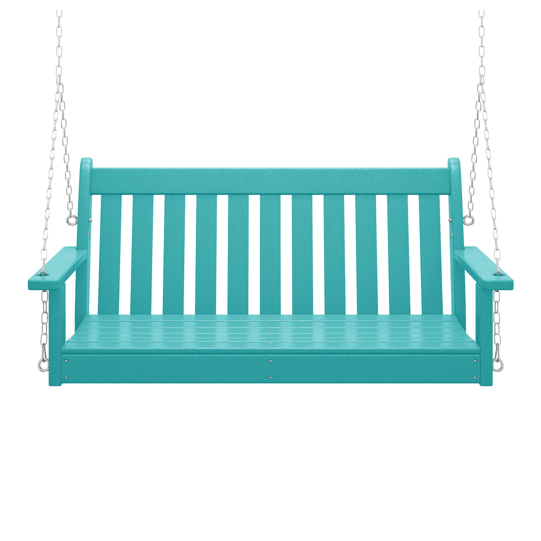 Malibu Outdoor Patio HDPE Hanging Front Porch Swing Bench