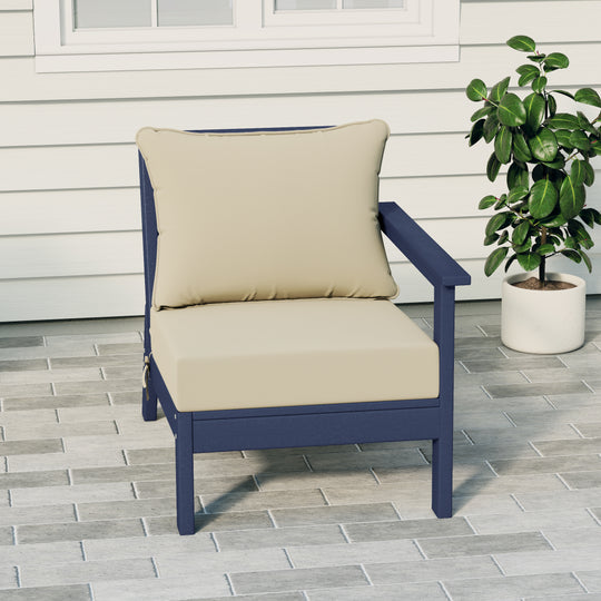 Avalon Outdoor Patio HDPE Right Arm Sectional Corner Club Chair with Patio Cushions