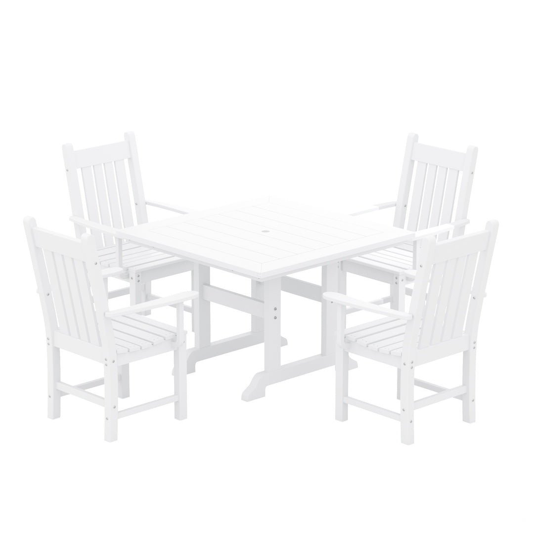 Malibu 5 Piece Outdoor Patio Dining Set Outdoor Square Table and Armchair Set