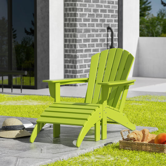 Dylan Outdoor Adirondack Chair With Ottoman 2-Piece Set