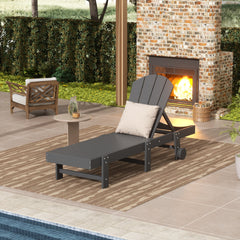 Malibu Adirondack reclining chaise lounge with wheels in Gray styled outdoors