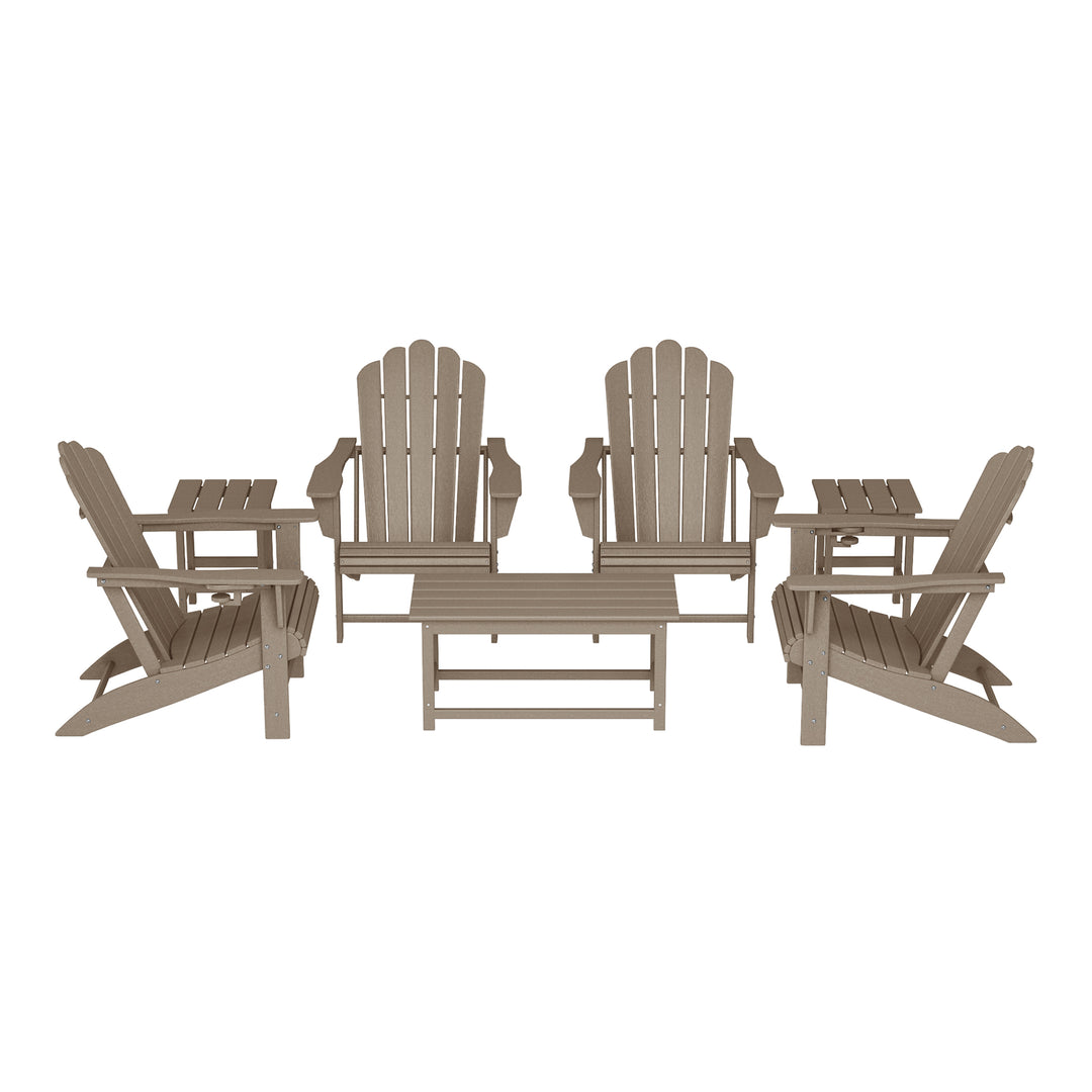 Highland 7-Piece HDPE Outdoor Patio Furniture Adirondack Conversation Set