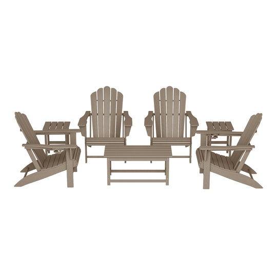 Highland 7-Piece HDPE Outdoor Patio Furniture Adirondack Conversation Set