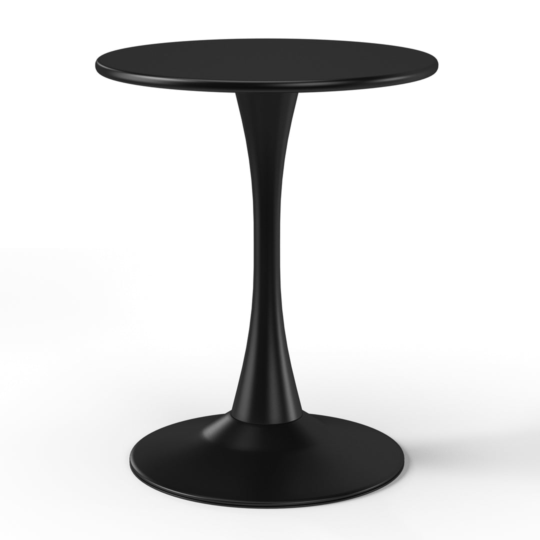 Playa 3-Piece Outdoor Round Metal Patio Dining Table Set With Stackable Resin Patio Side Chairs