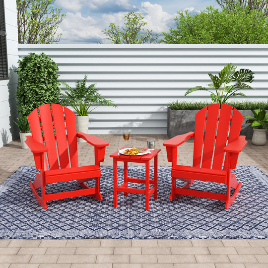 Malibu Westintrends 3-Piece set Outdoor / Patio Poly Adirondack rocking chairs with a side table ( 2 seater )