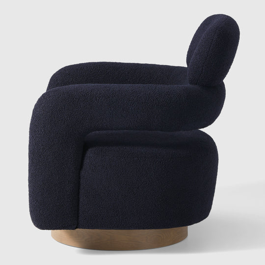 Alexandria Mid-Century Modern Sherpa Swivel Barrel Accent Chair With Storage Ottoman